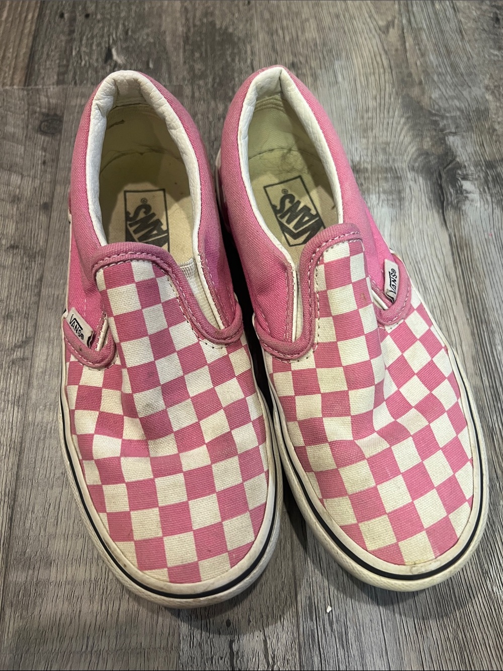 Vans Kids Slip-On Checkerboard Pink and White